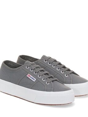 Sz 38 Superga Platform Gray Canvas Sneakers 2740